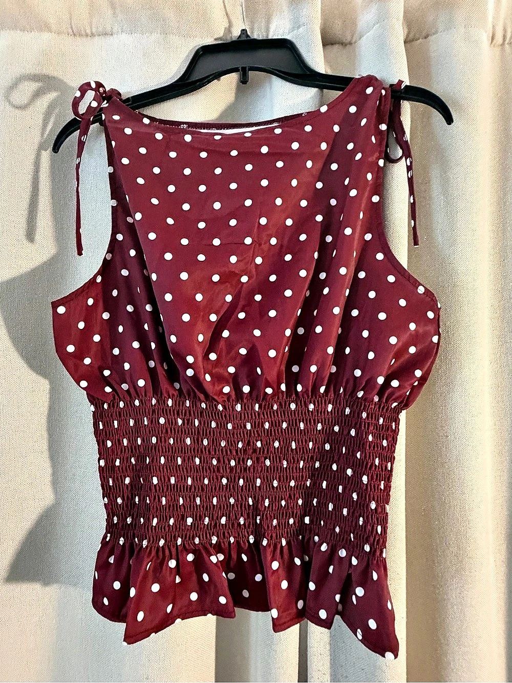 SHEIN Polka Dot Smocked Tank Top in Red & White NWOT